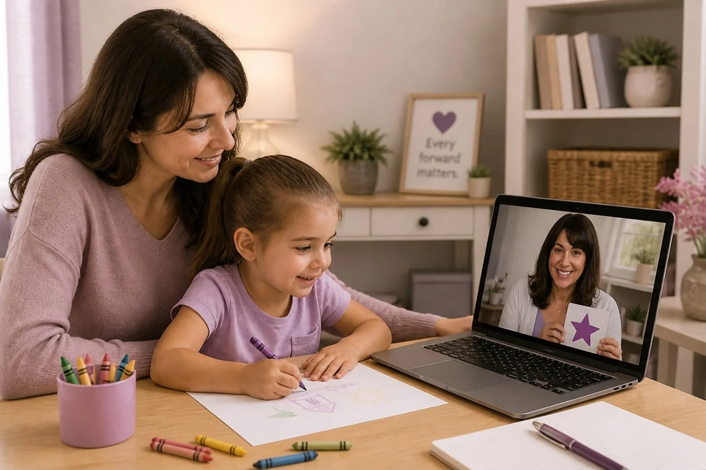 Telehealth early intervention provides flexible support via Zoom.